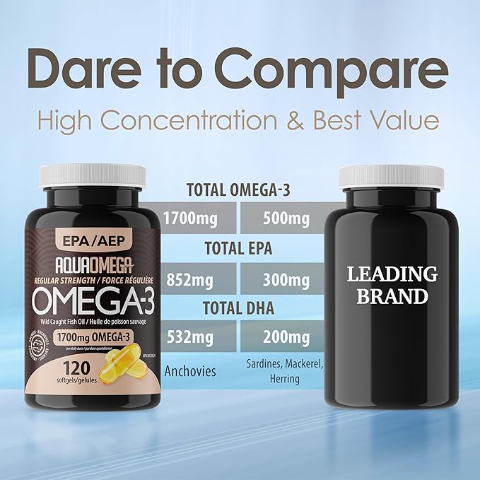 Regular Strength Omega 3 Supplements Fish Oil Omega 3 with EPA &amp DHA Supplement Wild Caught Fish Oil Capsules Omega3 Supplements Without Fishy Aftertaste 120 Softgels