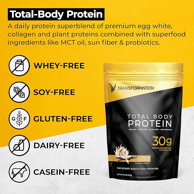 Transformation Vanilla Protein Powder Super Greens Superfood Green Juice Powder and Performance Insulated Shaker Bottle