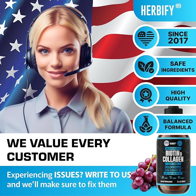 HERBIFY Bundle - K2 and D3 Drops &amp Biotin and Collagen Drops - Bone Strength &amp Hair Skin Nails Support