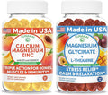 Lunakai USA Made Calcium Magnesium Zinc + Magnesium Glycinate with L-Theanine Gummies Bundle – Naturally Flavored Non-GMO – 60ct Each