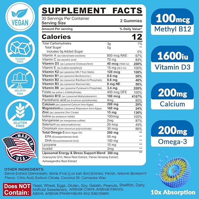 Sugar Free Calcium Gummies 120 Count + Mens Multivitamin Gummies 120 Count