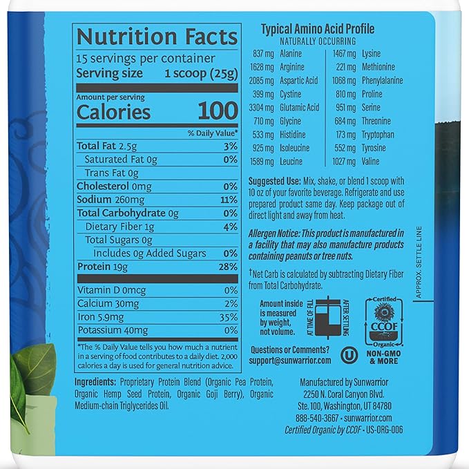 Sunwarrior Unflavored Creatine Powder &amp Organic Plant Based Protein Powder Set | Bundle &amp Save | Creatine Monohydrate Plus Vegan Organic Protein Supplements (60 Servings 15 Servings)