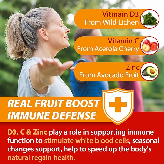 Sugar Free Vitamin C + D3 + Zinc Gummies for Adults 50+ &amp Calcium + D3 &amp Magnesium Filled Gummies for Kids 4+