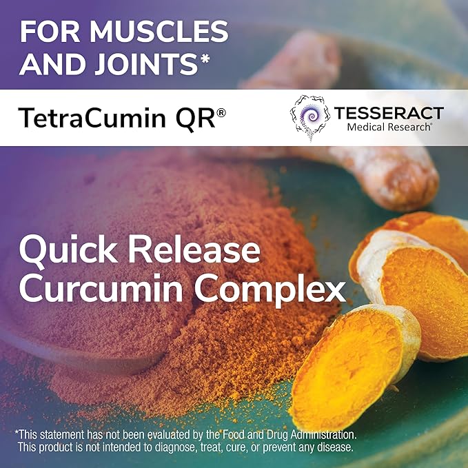TetraCumin QR Joint Support Supplement Quick-Release Turmeric Curcumin Metabolite Proprietary Joint Supplements for Women &amp Men Helps Promote Muscle &amp Joint Health 120 Capsules