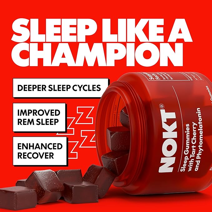 NOKT Sleep Gummies - Tart Cherry &amp Vegan Melatonin Sugar-Free Gluten-Free Nutritional Supplement 30 Gummies Tart Cherry Flavor Gummy Form Deep Restorative Sleep Support