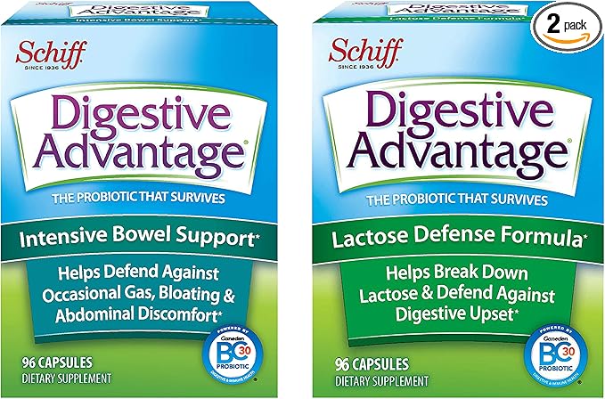 Digestive Advantage IBS &amp Lactose Support Bundle - IBS Capsules (96ct Box) &amp Lactose Support (96ct Box) - Probiotics for Digestive &amp Gut Health for Men and Women*