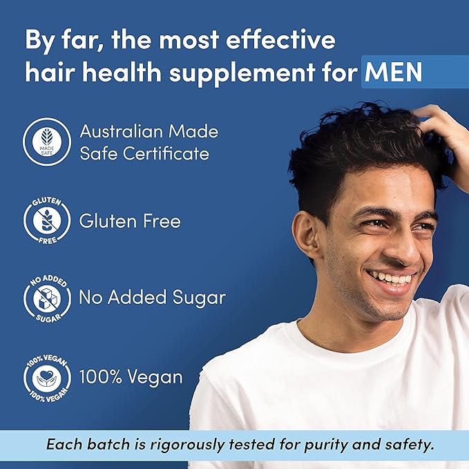 Man Matters Biotin Hair Gummies | Yummy Chewable Strawberry Flavored for Healthy Hair | Pack of 2 (60 Gummies Each)