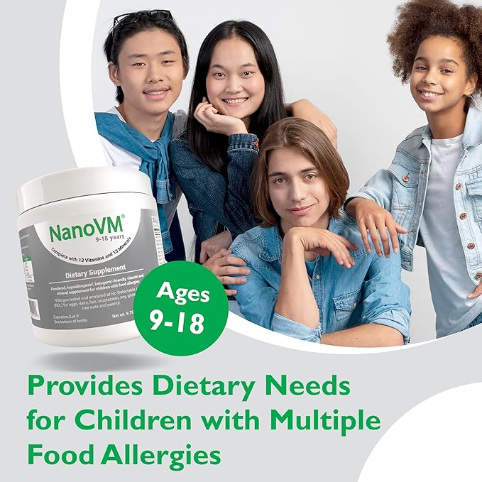 9-18 Years Allergen-Free Kids Multivitamin Unflavored Powdered Vitamins Multivitamin Powder with 13 Vitamins &amp 13 Minerals Low-Carbohydrate Vitamin Supplements 275g - Solace Nutrition