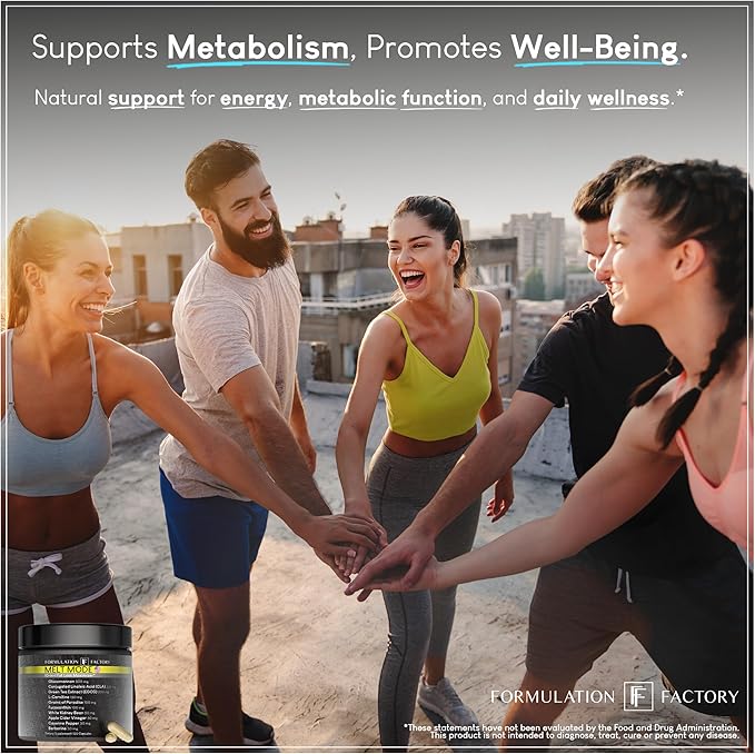 Formulation Factory Metabolism Booster - Melt Mode Natural Thermogenic Support with Glucomannan L-Carnitine &amp Green Tea Extract - Advanced Satiety &amp Energy - 120 Capsules 2 Month Supply