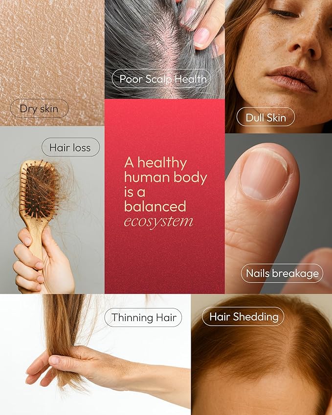 Hair Skin &amp Nails Gummies - 6000 mcg Biotin Vitamins &amp Minerals Supplement - Plant-Based Vegetarian No Artificial Flavors - Ginseng Herbs Gummy - 60ct