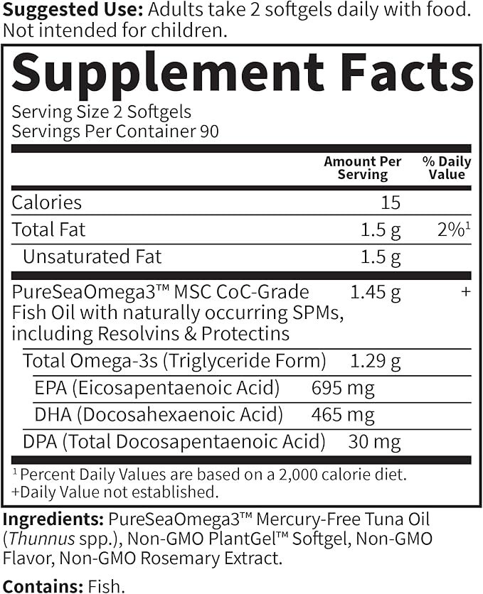 Garden of Life Dr. Formulated Advanced Omega Fish Oil - Lemon 1290mg EPA DHA + DPA in Triglyceride Form Single Source Omega 3 Supplement for Ultimate Brain &amp Heart Health Non-GMO 180 Softgel