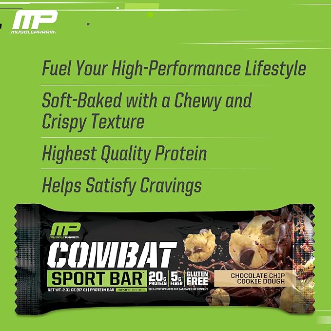 Muscle Pharm Combat Protein 2lb Vanilla and Combat Chocolate Chip Cookie Dough Sport Bars