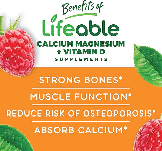 Lifeable Probiotic 2 Billion CFU + Calcium Magnesium Gummies Bundle - Great Tasting Vitamin Supplement Gluten Free GMO Free Chewable Gummy