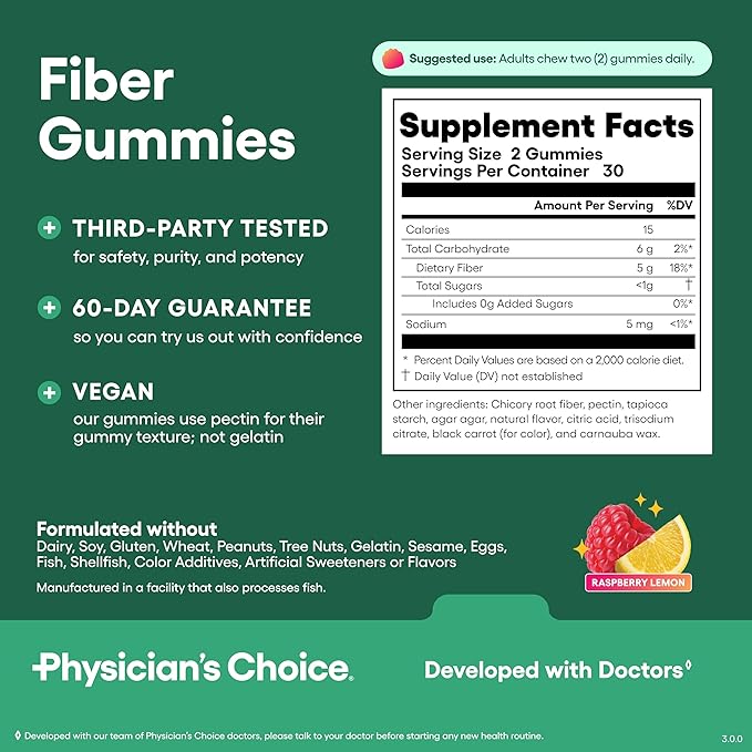 Physician's CHOICE Daily Bundle: 60 Billion Probiotic + Bloat &amp Gas Probiotic + Fiber Gummies + Digestive Enzymes