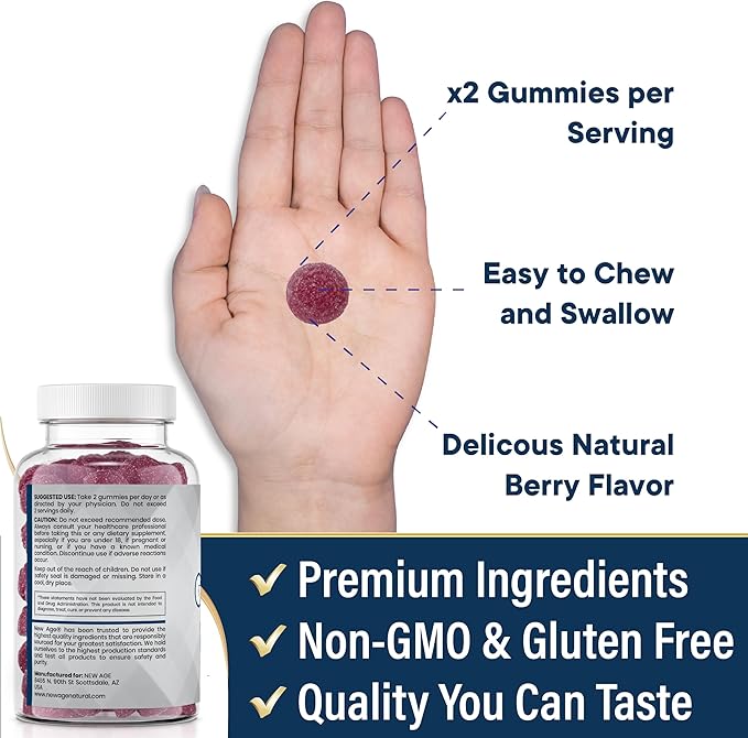 NEW AGE Zinc Gummies - 50mg Zinc Supplement Immune Supplement Antioxidant Non-GMO (60 Count (Pack of 1))