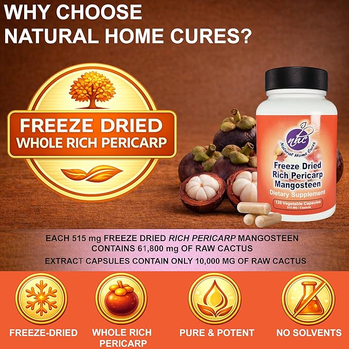 Mangosteen Pericarp Capsules – Organic Freeze Dried Powder Strength Rich in 56+ Potent Xanthones &amp Flavonoids High ORAC – 120 Veggie Capsules