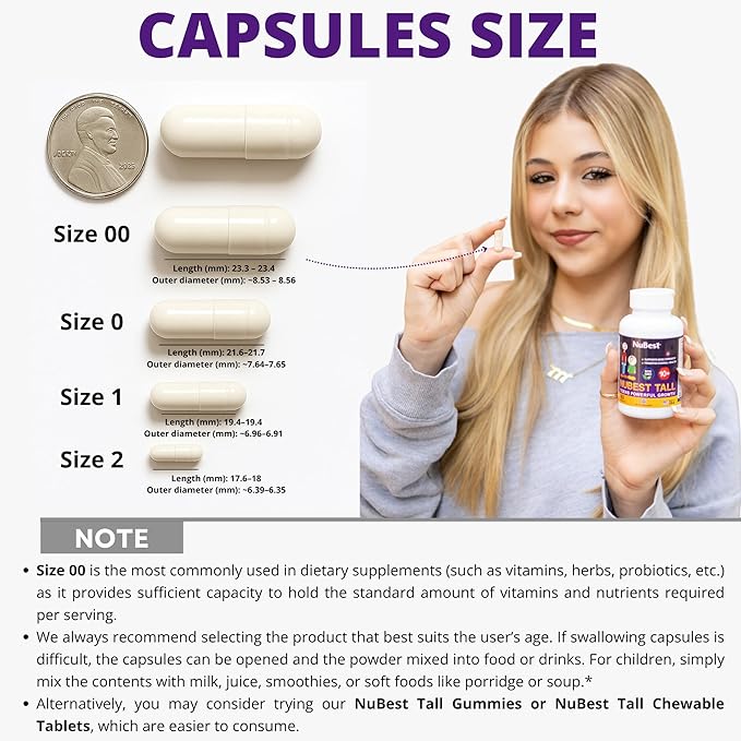 NuBest Tall 10+ Premium Bone Strength Formula Brain Growth Immunity and Overall Health for Age 10+ with Calcium Vitamin D3 Vitamin K2 and Multivitamins | Pack 6