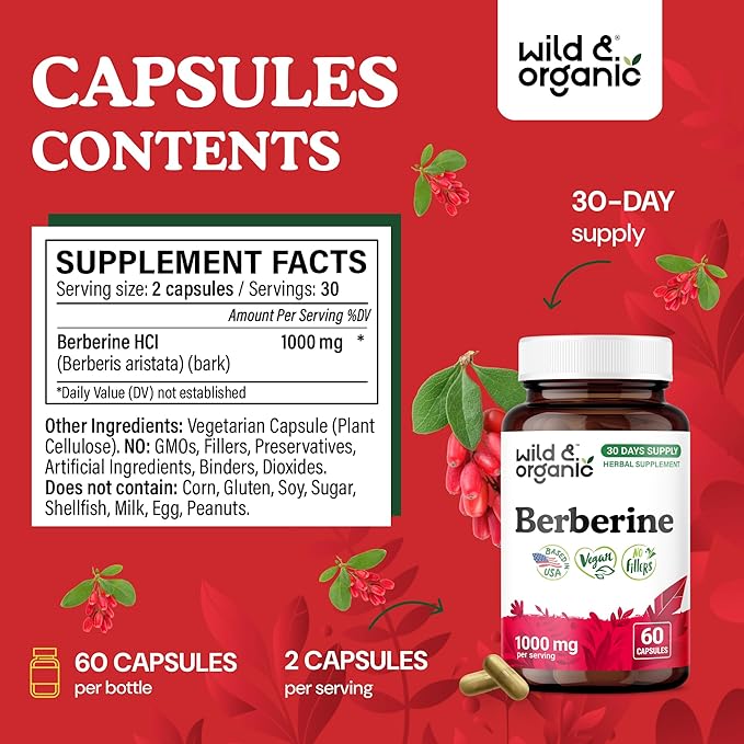 Wild &amp Organic Inulin 60 Capsules &amp Berberine 60 Capsules