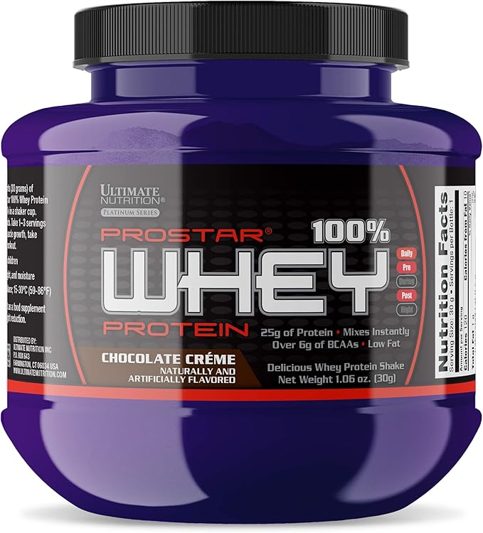 Ultimate Nutrition Prostar Whey Protein Powder Isolate Chocolate Cream - Low Carb High Protein Powder Shake for Muscle Gain &amp Recovery - Low Sodium Low-Fat &amp Keto Friendly - 1.06 oz Tub