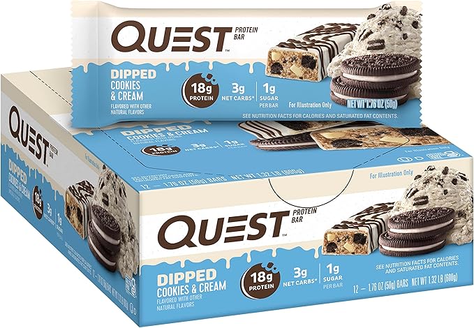 Quest Nutrition Dipped Chocolate Cookies &amp Cream Protein Bars High Protein Low Carb Gluten Free &amp Mint Chocolate Chunk Protein Bars High Protein Low Carb Gluten Free
