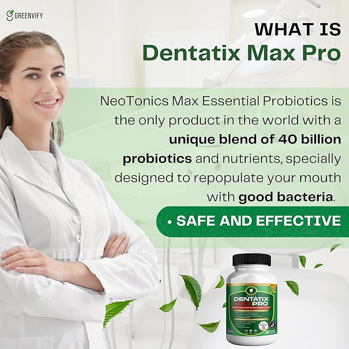 Dentatix Max Pro for Gums and Teeth Health &amp Fresh Breath - 40 Billion CFU Advanced Oral Probiotics for Mouth Bad Breath Capsule Supplement (5)