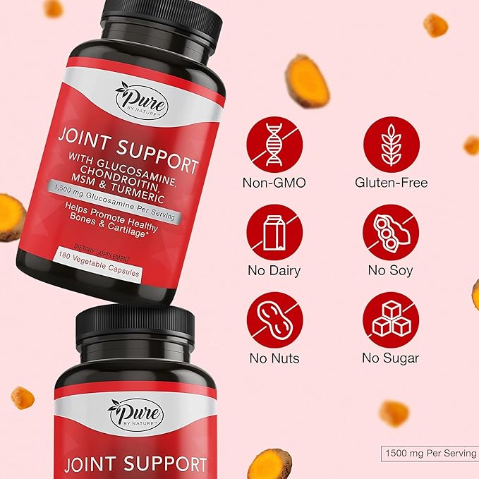 Pure By Nature Bundle of One Daily Multivitamin for Men 60 Capsules &amp Joint Support 180 Capsules Supplements Glucosamine Chondroitin Multi Vitamins &amp Minerals Supplement for Joint &amp Immun