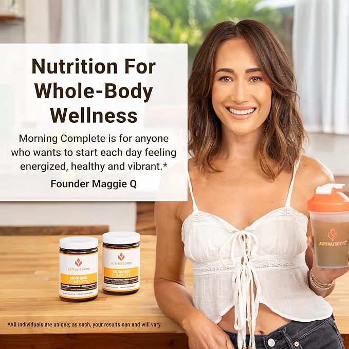 ACTIVATEDYOU Morning Complete Daily Wellness Greens Superfood Drink Mix for Gut Health w/Prebiotics Probiotics Antioxidants Green Superfoods 10 Billion CFUs 30 Servings (Citrus)
