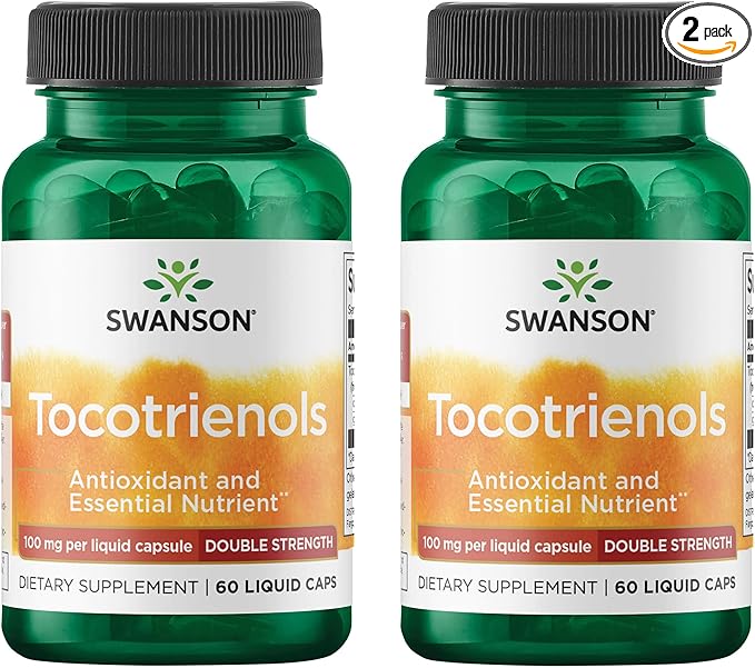 Swanson Double Strength Tocotrienols Antioxidant Supplement for Heart-Health-Conscious Adults with Delta- and Gamma-Tocotrienols (60 Liquid Capsules 100 mg Each 2 Pack)