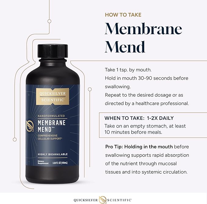 Quicksilver Scientific Membrane Mend - Brain Cellular &amp Healthy Aging Support with Phosphatidyl Choline (PC) Vitamin E Tocotrienols Ahiflower Oil &amp Astaxanthin Supplements (3.38oz / 100ml)