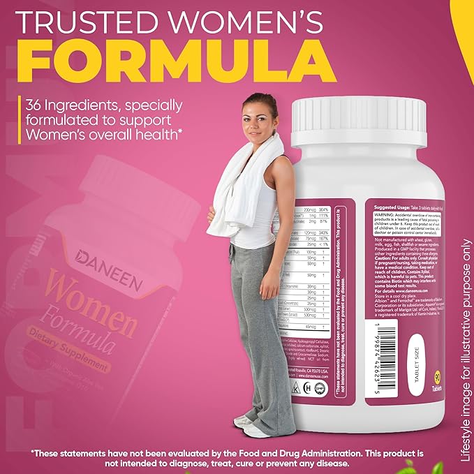 Daily Multivitamin for Women - 36 Essential Ingredients - 90 Tablets - Vitamins for Women Multivitamin for Overall Wellness