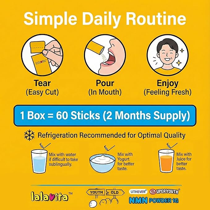 NMN 1000mg Stick Packs (60 Count 2-Month Supply) – UTHEVER® Nicotinamide Mononucleotide for NAD+ Support &amp Cellular Energy – Travel-Friendly Natural Lemon Powder – Healthy Aging Supplement