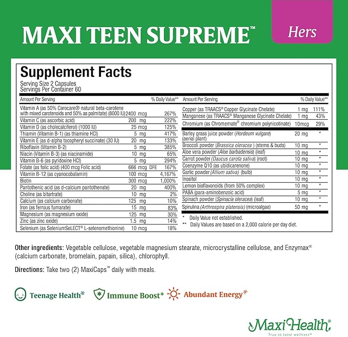 Multivitamin for Teens His and Hers 120 Maxicaps Bundle