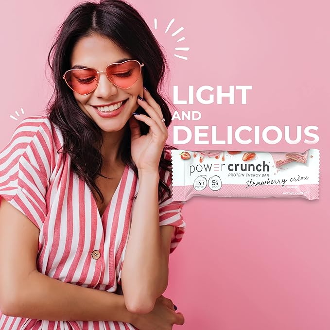 Power Crunch Protein Wafer Bars High Protein Snacks Strawberry Crème &amp Lemon Meringue 1.4 Ounce (12 Count) Bundles