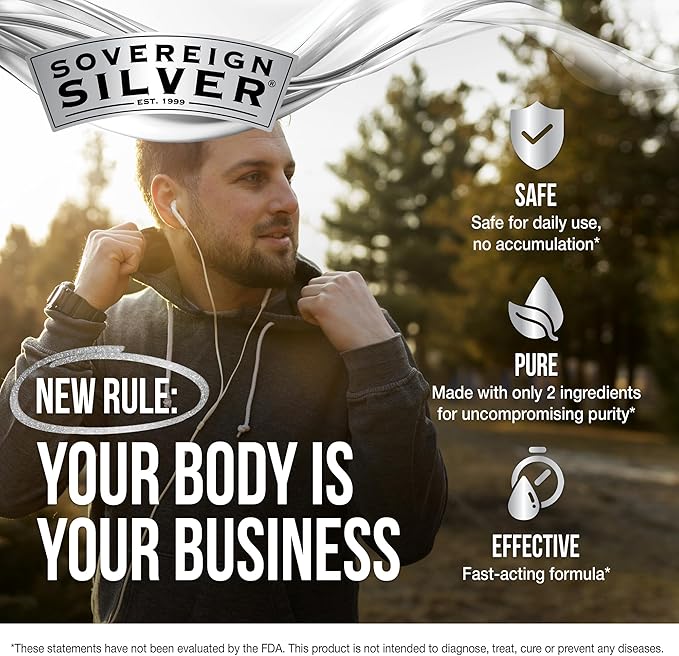 Sovereign Silver Immune Support - Colloidal Silver Bio-Active Silver Hydrosol 10 ppm Liquid Twist Top 32 Fl Oz (946 mL)