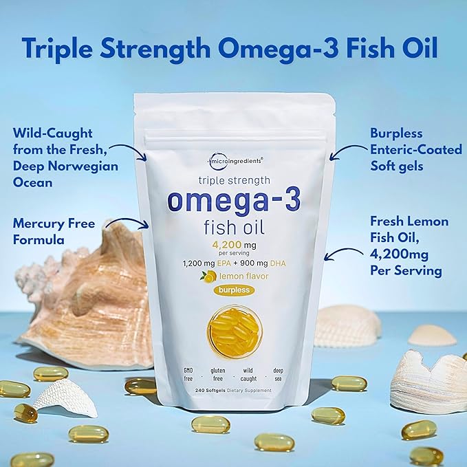 Micro Ingredients Omega-3 Fish Oil 3000mg Softgels &amp Resveratrol NAD Supplements 3000mg Veggie Capsules | 2 Pack | Wild-Caught Burpless Lemon Flavor | Antioxidant Blend with Quercetin &amp Be