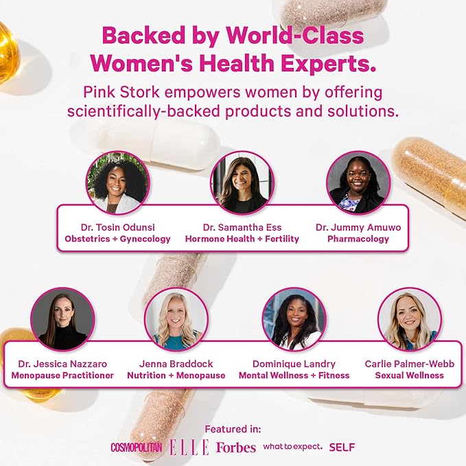 Pink Stork Magnesium Complex for Women - 8 Forms Including Glycinate Malate Citrate &amp L-Threonate - Stress Sleep Muscle &amp Hormone Support - 400 mg Elemental Magnesium - 60 Vegan Capsules