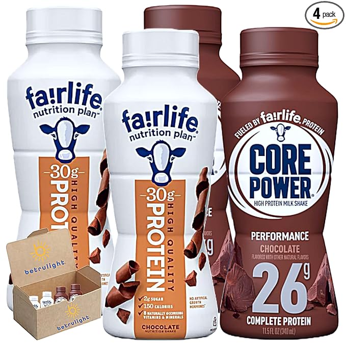 Ready to Drink Fairlife Protein Shakes | Nutrition Plan Protein Shake | Chocolate| Core Power Elite | Fair life Protein Shakes Variety Pack | 11.5 Fl Oz Pack of 4 | Every Order is Elegantly Packaged i
