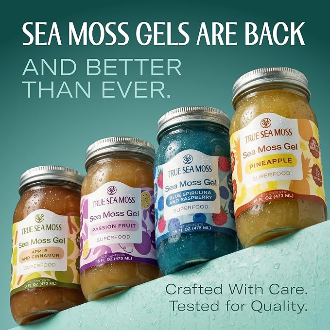 TrueSeaMoss Sea Moss Gel – Made in USA – Wildcrafted Seamoss Fruits &amp Jarred Vegetables – Pineapple Pack of 2 (Labels may Vary)