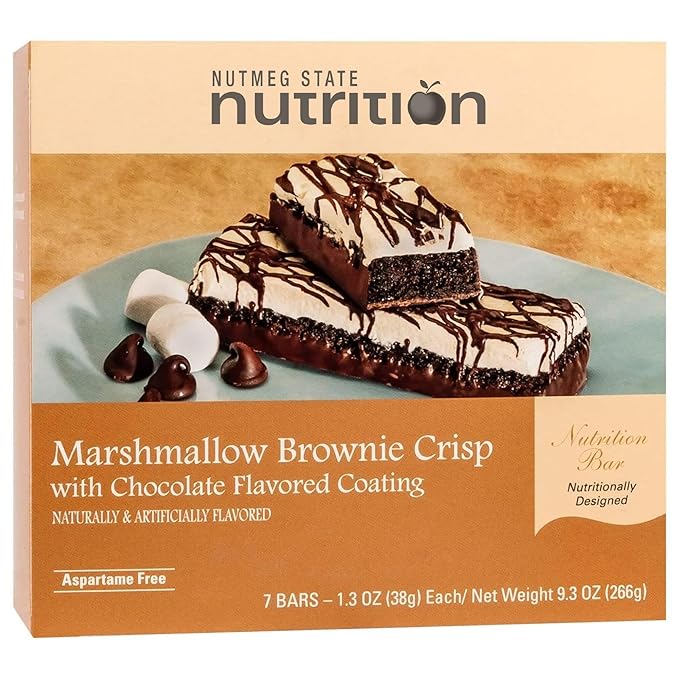 Nutmeg State Nutrition High Protein Bars 7 Servings Per Box (1 Box (7 Servings) Marshmallow Brownie Crisp)