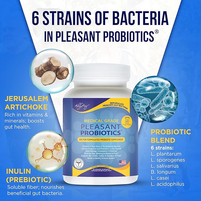 Dr. Liz Cruz Pleasant PROBIOTICS for Women Men and Children Dietary Supplements with Proprietary Probiotic &amp Prebiotic Blend Probiotic Nutritional Supplements Non-GMO 60 Veggie Capsules
