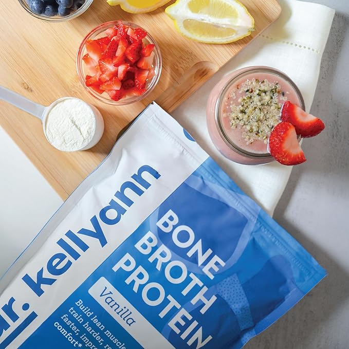 Dr. Kellyann Bone Broth Protein Powder Vanilla (30 Servings) – 21g Protein Sugar Free Grass-Fed Collagen Keto &amp Paleo-Friendly 1 Pack