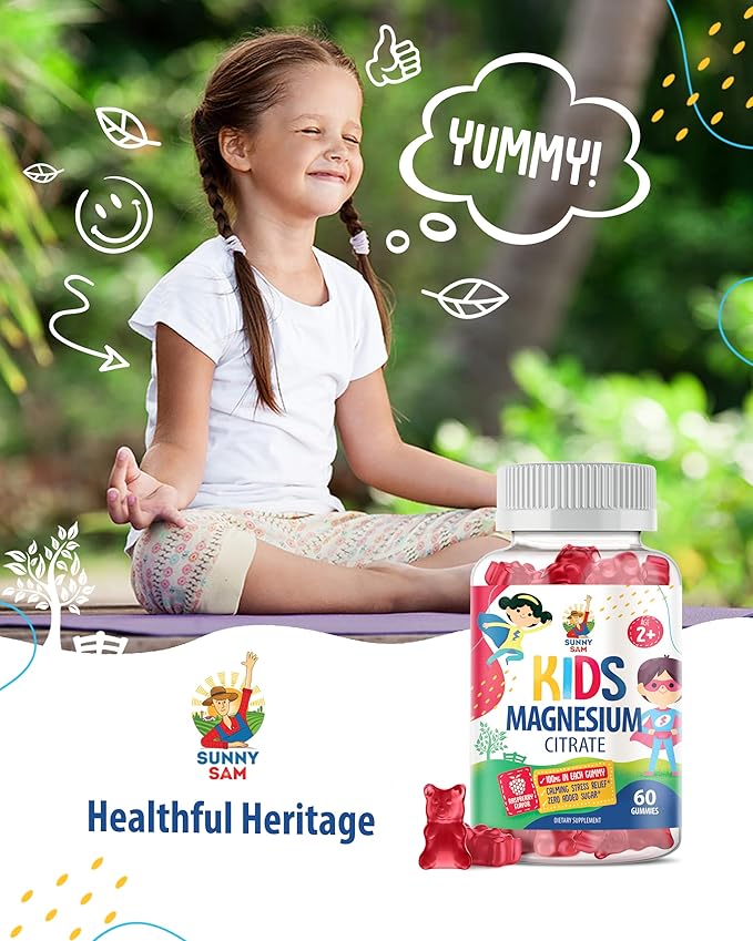 Magnesium Gummies for Kids &amp Adults - 100mg - Calm Magnesium Chews - Magnesium Citrate Chewable Supplement for Mood &amp Muscle Support - Citrato de Magnesio para Niños - 2Pack