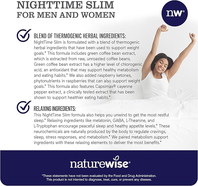 NatureWise [1] Total Colon Care Fiber Cleanse - Natural Laxative - 60 Capsules[30-Day Supply] + [1] NighttimeSlim- Cayenne Green Coffee Bean GABA - 60 Capsules[30-Day Supply]