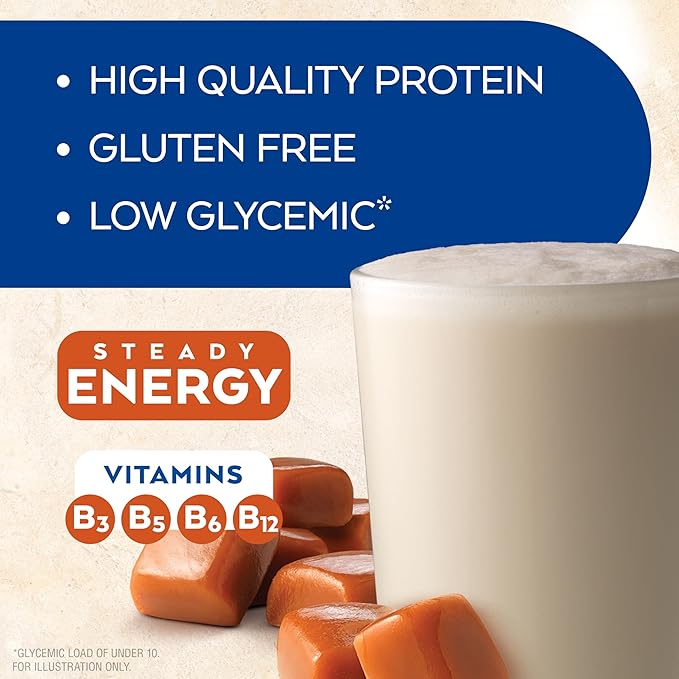 Atkins Energy Shake Creamy Caramel with Protein Gluten Free Keto-Friendly 4 Count(Pack of 3) and Atkins Café au Lait Iced Coffee Protein Shake 15g Protein Low Glycemic 3g Net Carb 1g Sugar Ket