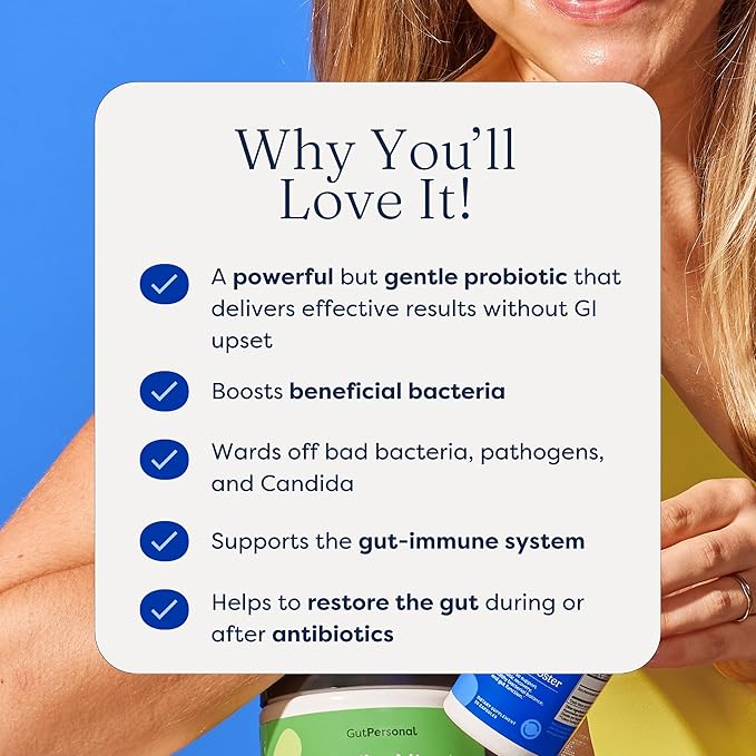 GutPersonal The Booster Targeted Probiotic for Gut Health: Boost Good Bacteria Reduce Bad Bacteria and Support The Immune System with 5 Billion CFU Saccharomyces Boulardii Capsules 60 Servings