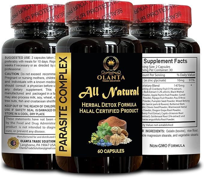 Parasite Complex with Wormwood Black Walnut &amp Cloves - Natural Digestive Health &amp Detox Support - 1 Bottle - GMP-Certified Herbal Supplement for Wellness