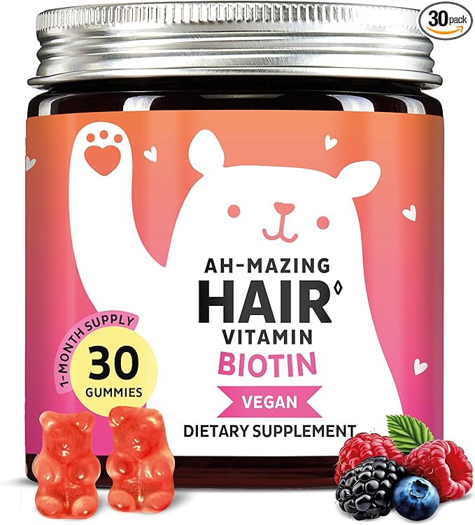Biotin Gummies for Hair Skin &amp Nails. 5000 mcg High Potency Vegan Vitamins for Faster Hair Growth Stronger Nails &amp Healthy Skin. with Vitamins C &amp E 30 Gummies