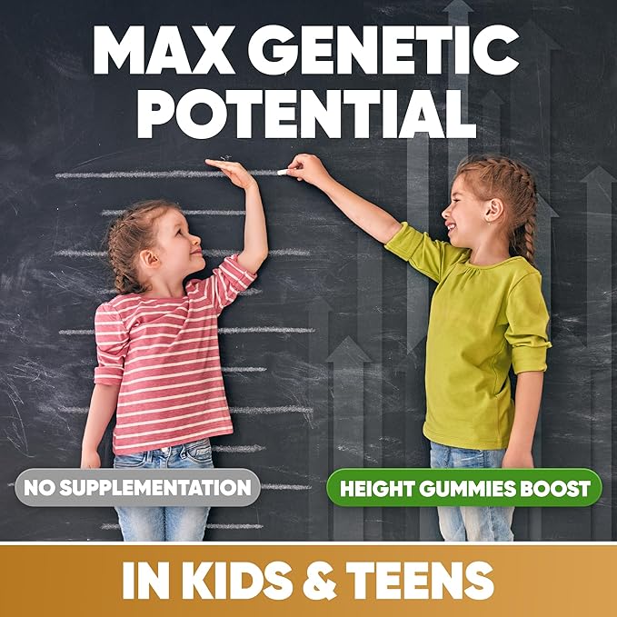 Height Growth Increase Vitamin Gummies Calcium 100mg Magnesium Glycinate 30mg Zinc Ashwagandha Vitamin K2 D3 25mg Grow Tall Maximizer Supplement Multivitamin for Kids Teens Boy &amp Girl Adul