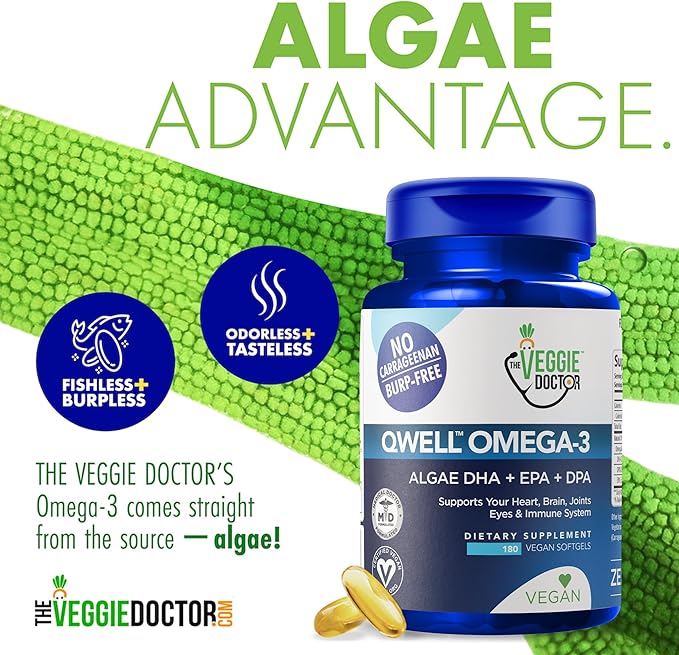 Vegan Omega 3 Supplement – Algae Omega 3 with DHA EPA DPA – Vegan Capsules from Algal – Fish Oil Alternative – Plant-Based Algae Oil Formula – Non-GMO Carrageenan-Free (180 Capsules 3 Month Supply)