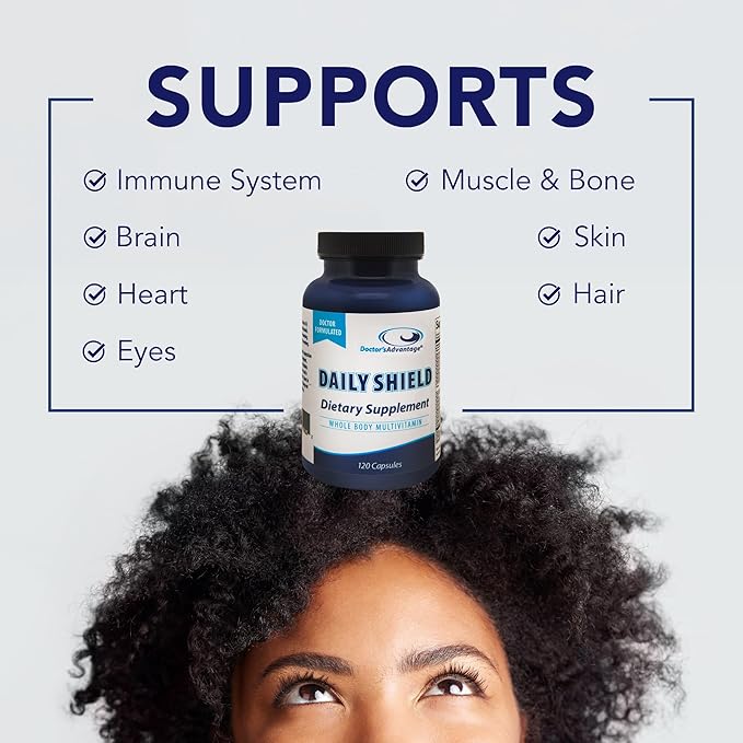 Doctor's Advantage Daily Shield Multivitamin with Green Tea Extract &amp Bilberry | 120 Non-GMO Capsule Antioxidant Supplement to Fight Free Radical Damage &amp Support Immune System